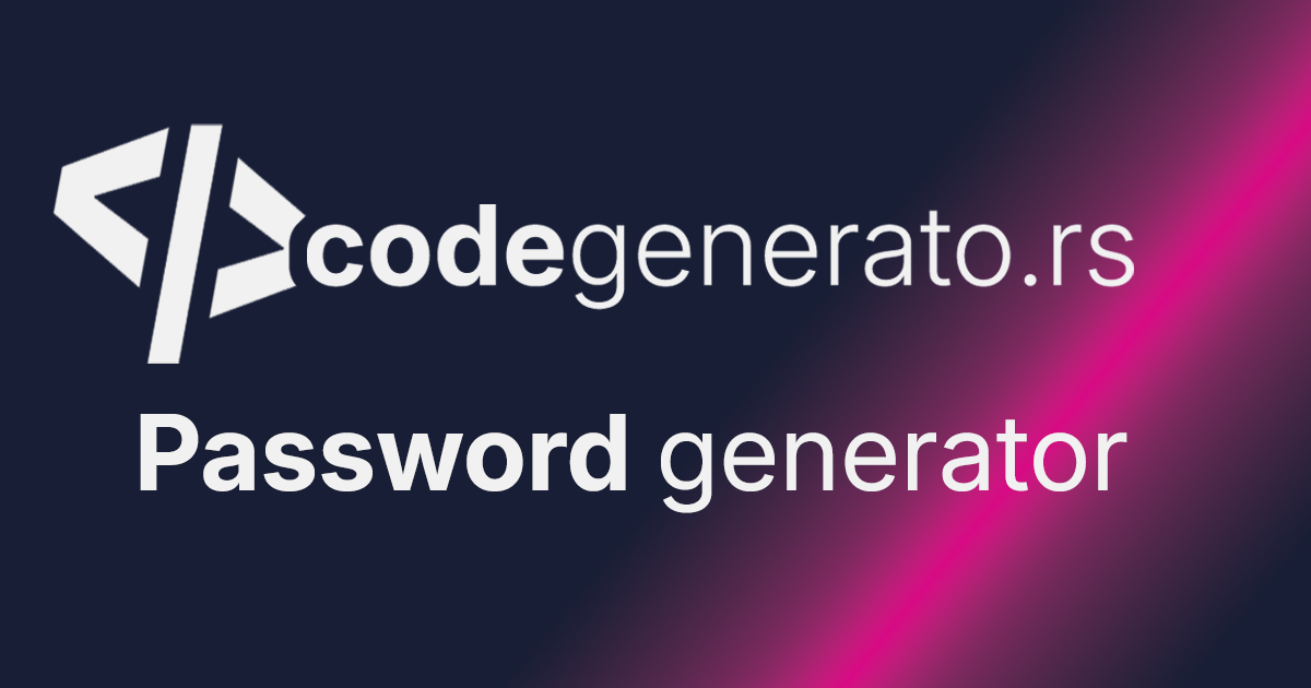 Password Generator - Generate Secure Passwords - CodeGenerato.rs
